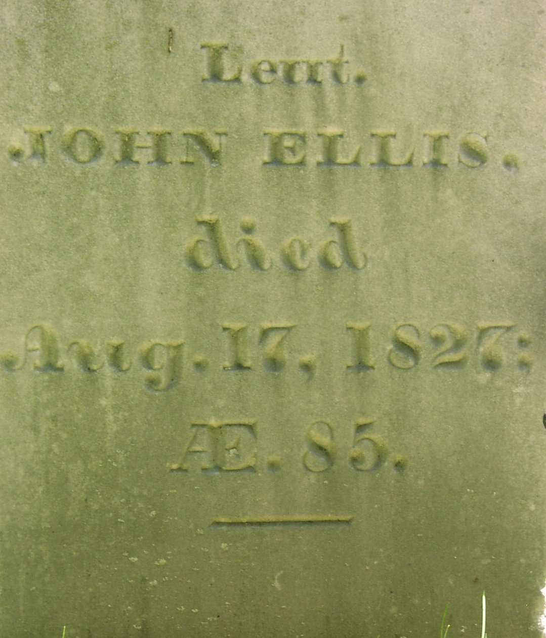 Gravestone inscription of John Ellis