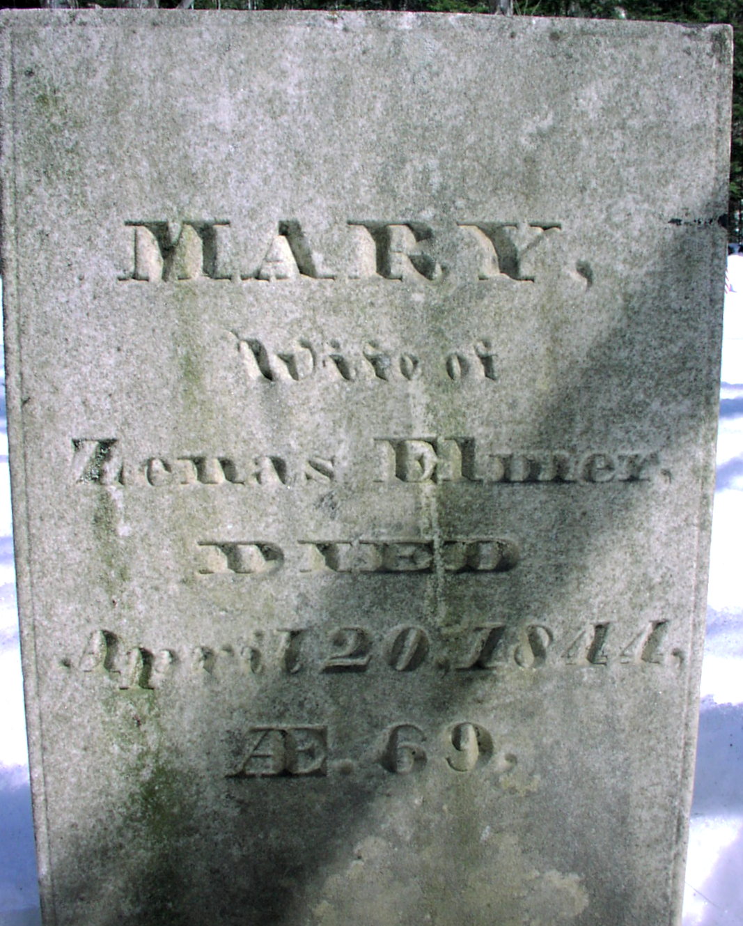 Gravestone of Mary (Phillips) Elmer