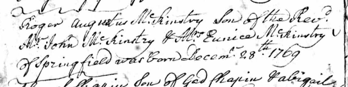 Birth records of Roger Augustus McKinstry