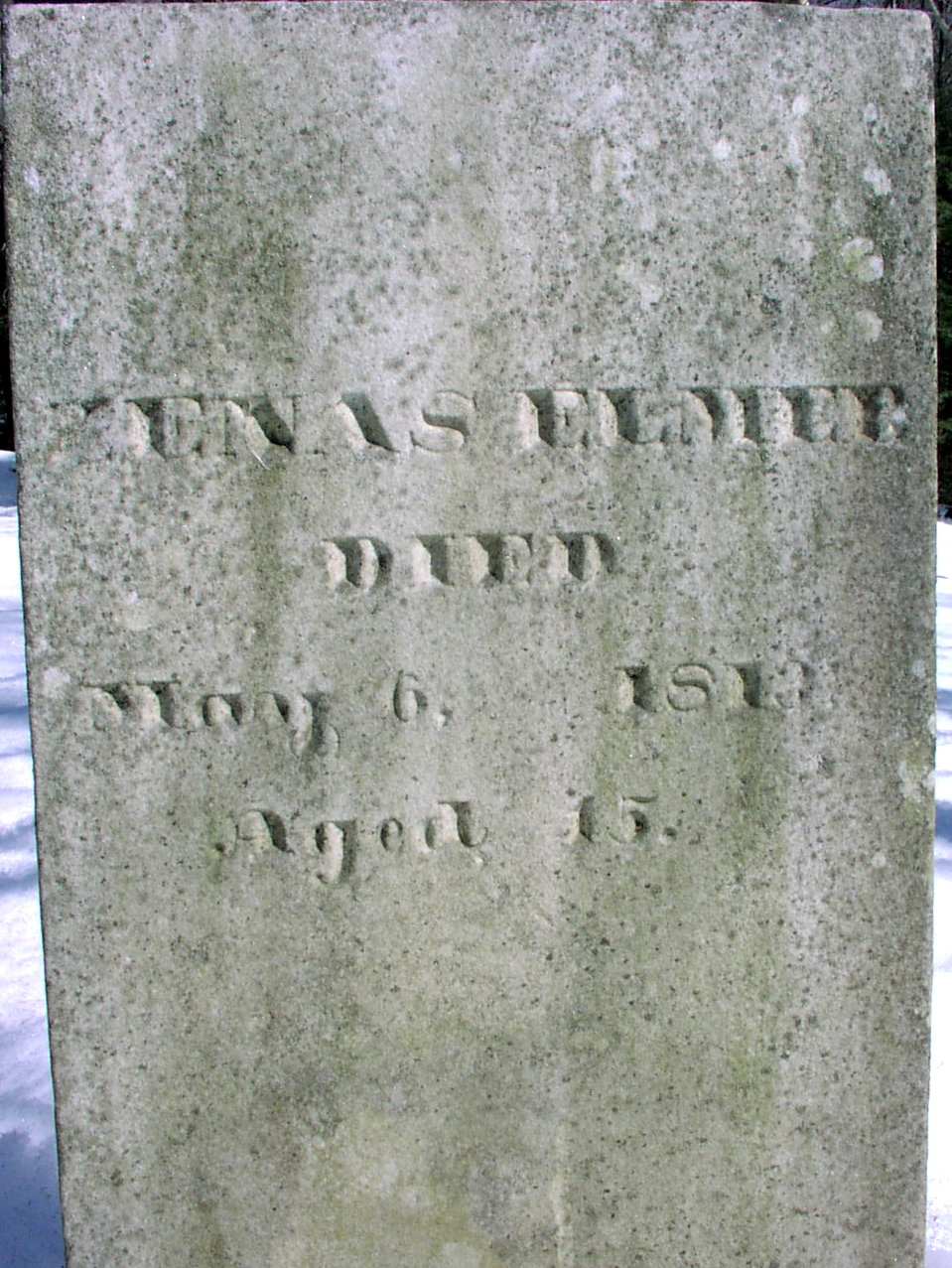 Gravestone of Zenas Elmer