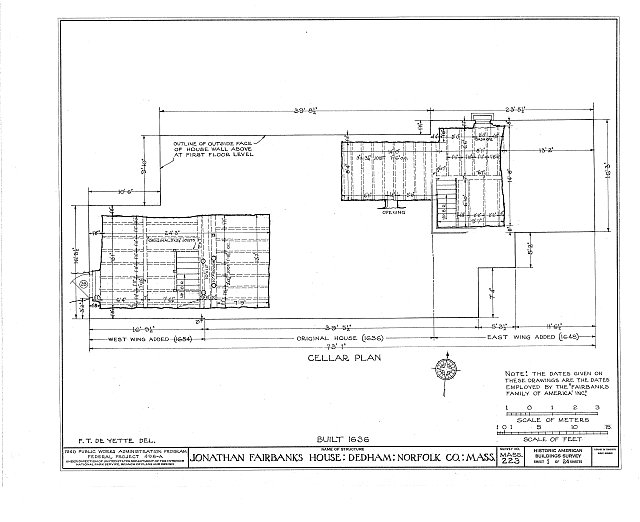 Diagram of the cellar of the Fairbanks House