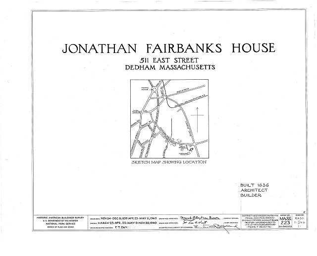 Cover sheet to the diagrams of the Fairbanks House