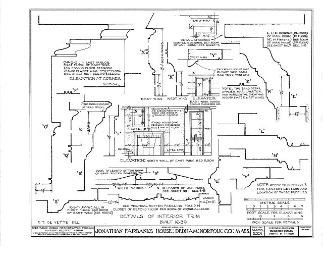Diagram of interior trim in the Fairbanks House