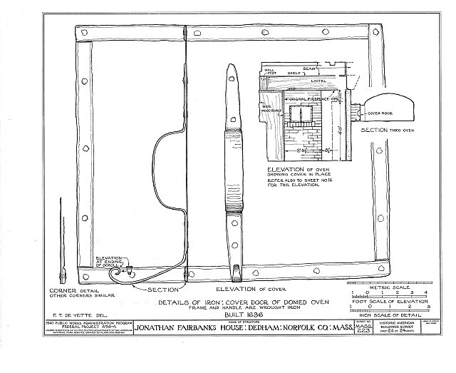 Diagram of the cover door of the domed oven in the Fairbanks House