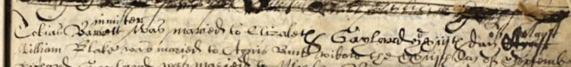 Marriage record of Tobias Berrett and Elizabeth Gaylard