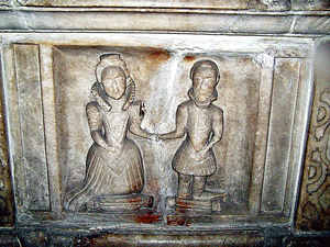Detail of the tomb of Sir Hugh and Mary Cholmondeley