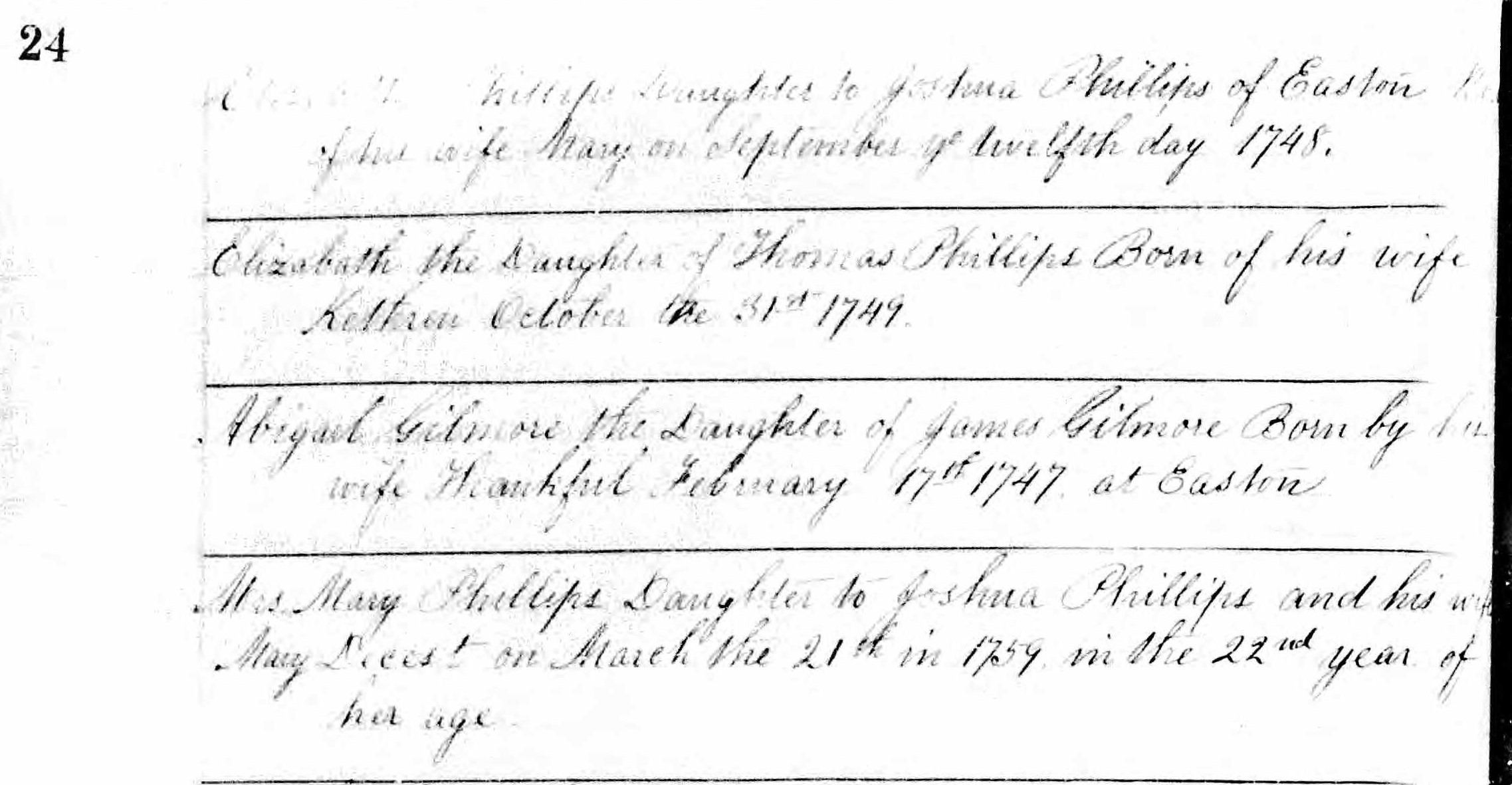 Family Registers of Joshua, Caleb, and Thomas Phillips' families, page 2