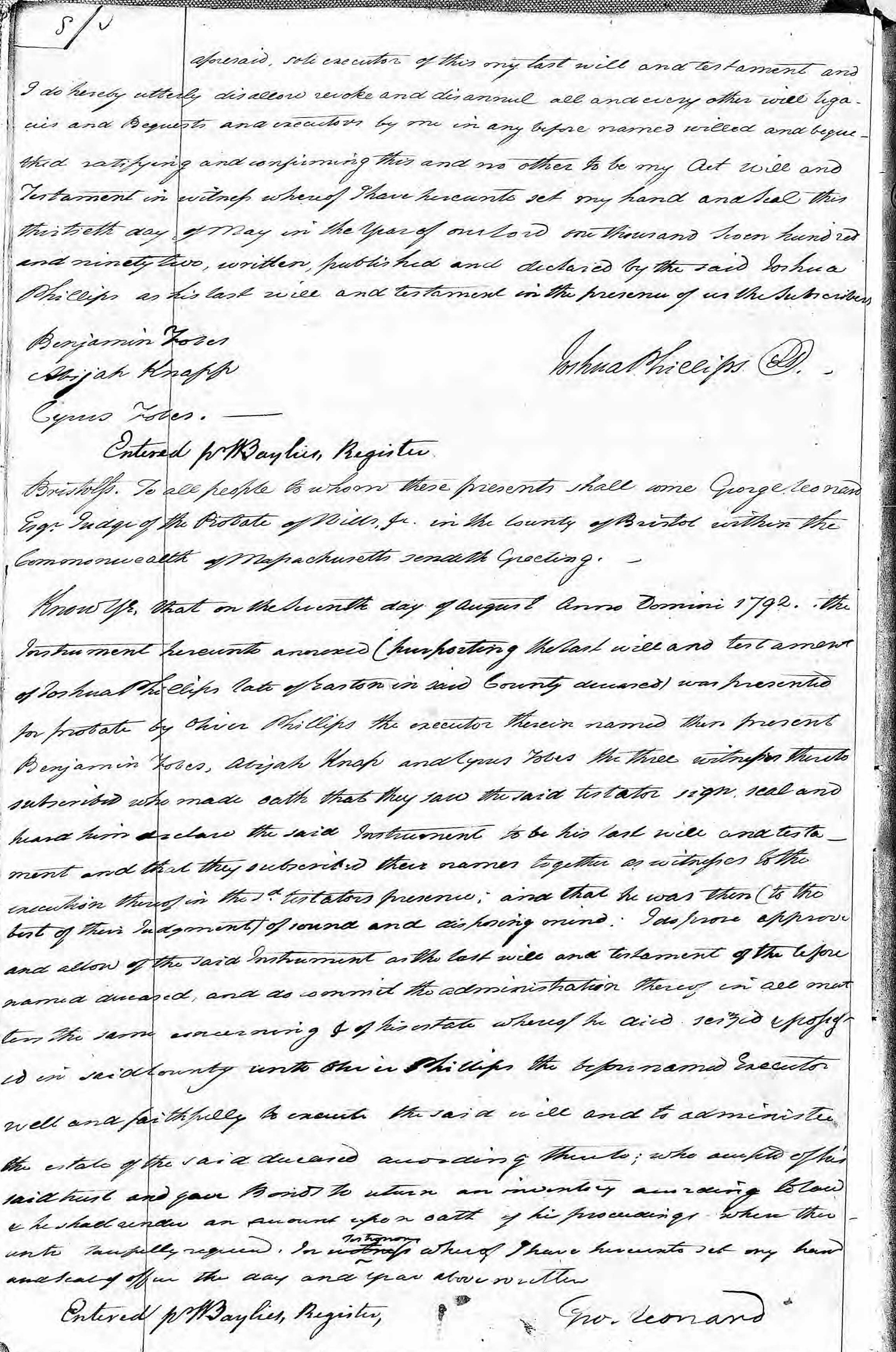 Will of Joshua Phillips, page 2