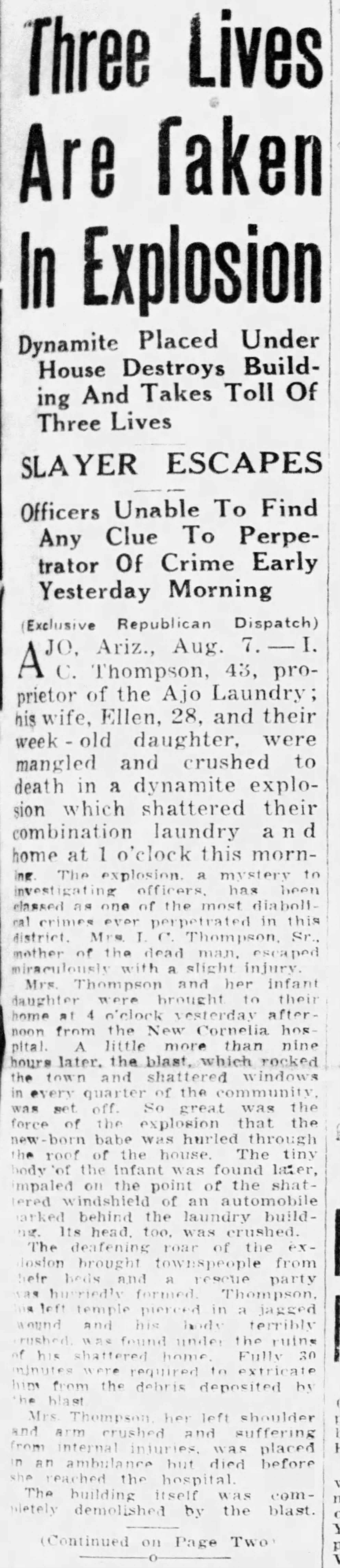 Article on the murder of the Thompson family, part 1