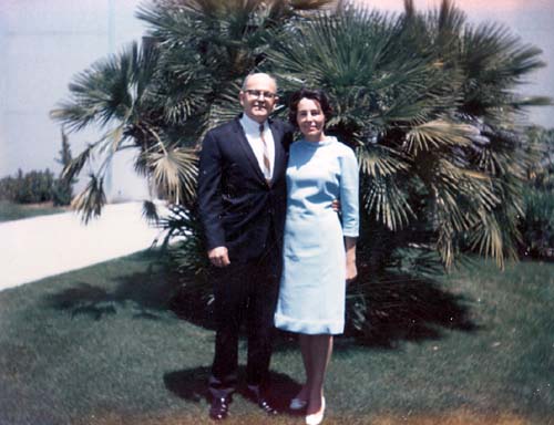 Frank and Florence, standing near the Oakland Temple