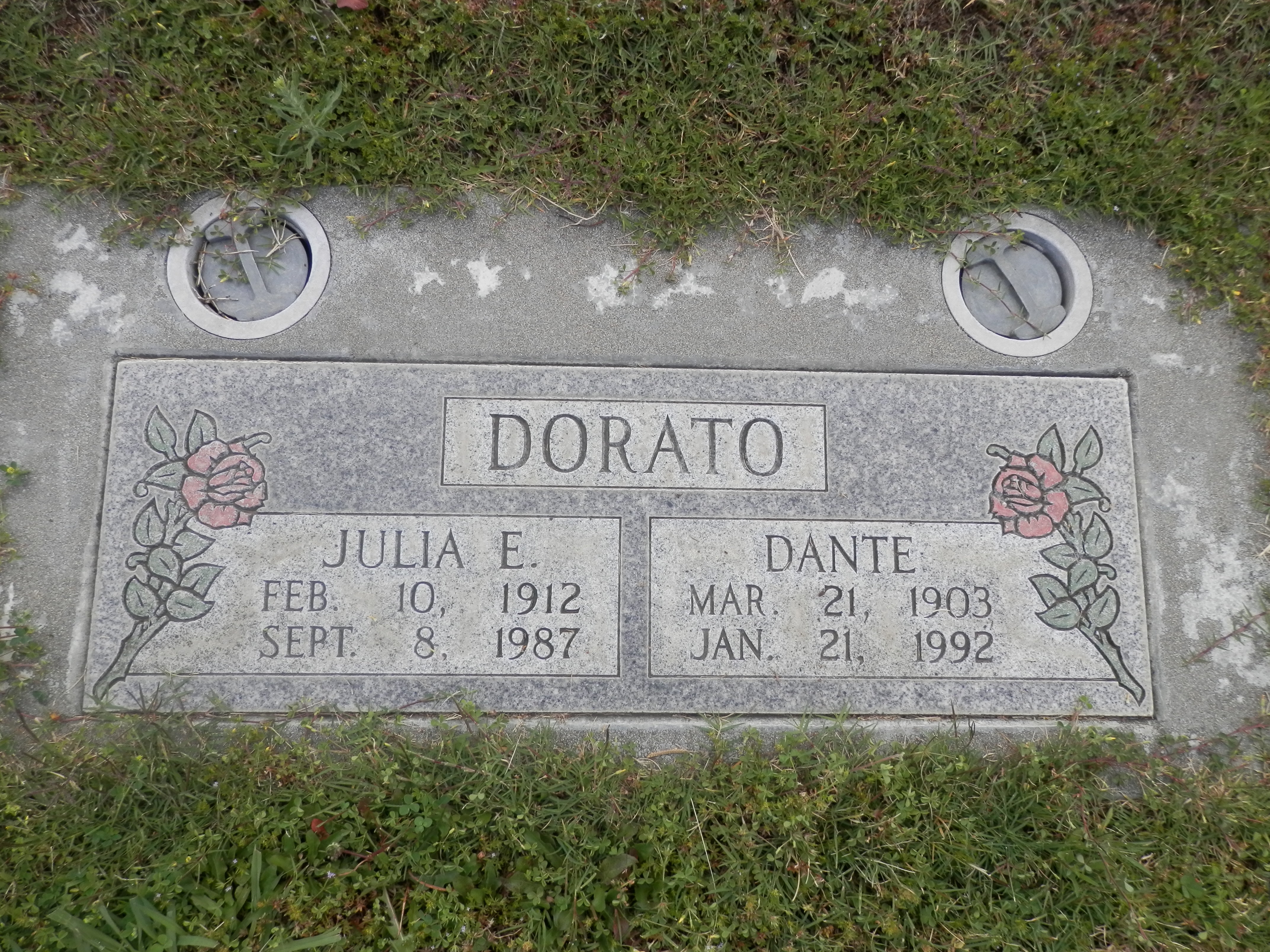 Gravestone of Julia E. and Dante Dorato