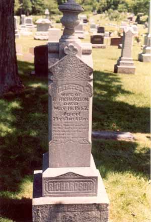 Gravestone inscription for Rebecca (Smith) Richardson