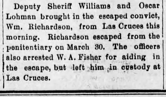 Article on the arrest and return to prison of William Richardson