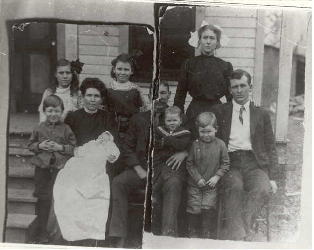 Two fragments of a family portrait of the Boyds and Bertha’s brother Alva Beacher Brown and his wife