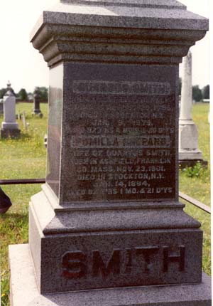 Close-up of Quartus and Pomilla Smith monument