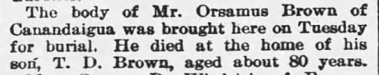 Article on the burial of Mr. Orsamus Brown
