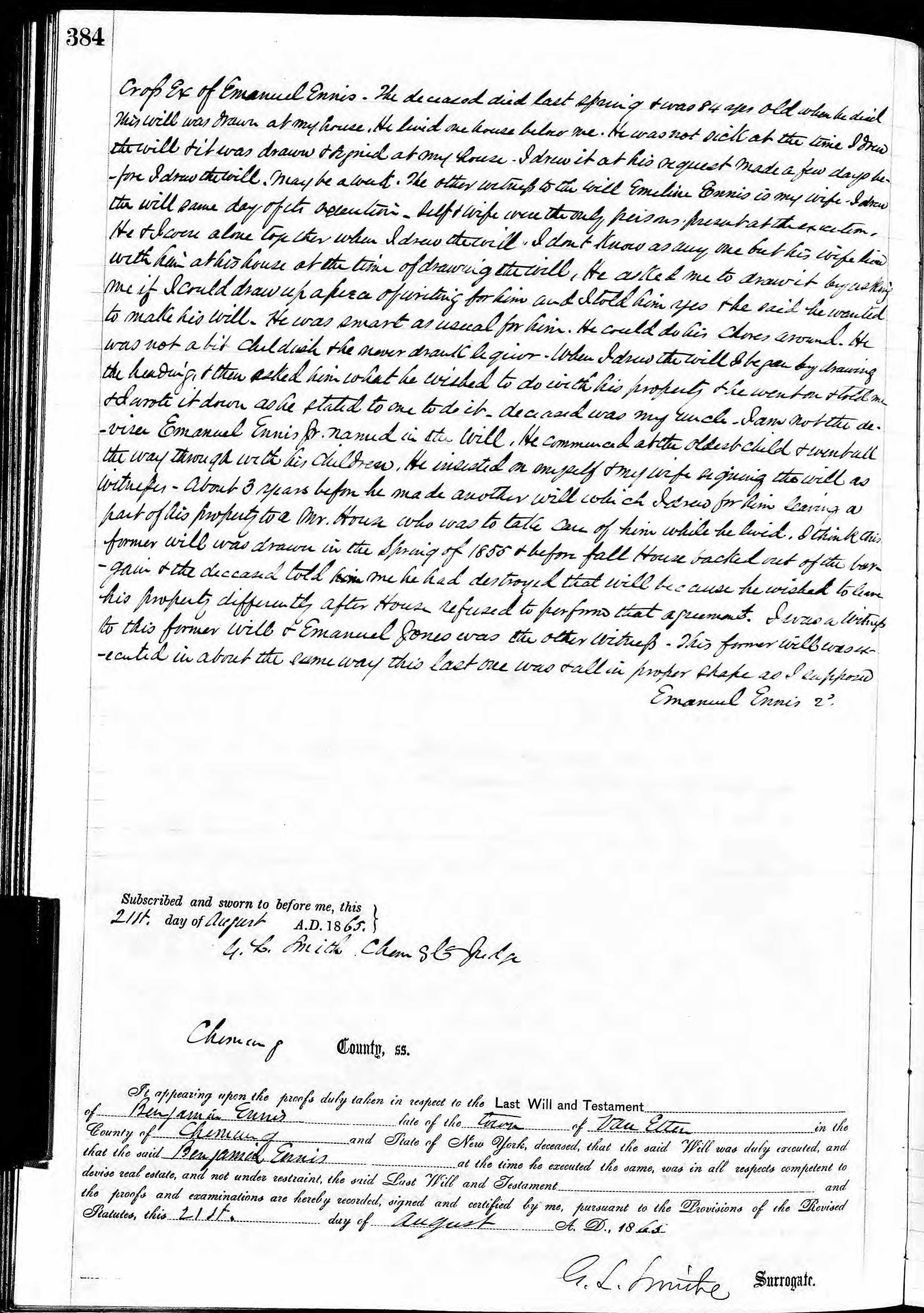 Page 6 of Benjamin Ennis' will