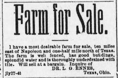 Dr. L. G. Ennes's farm for sale