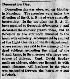 David Bowker in article on Decoration Day