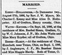 Marriage announcement for Beecher Ennes and Maggie Hardy
