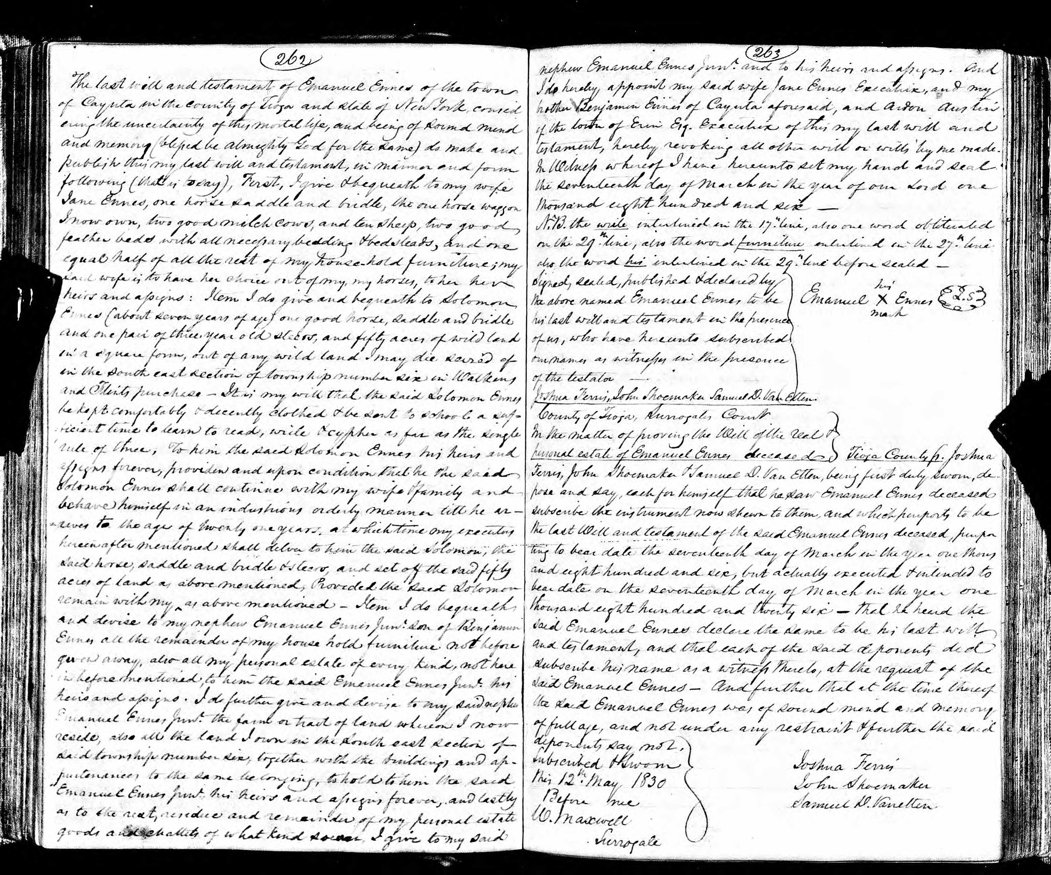 Pages 1-2 of Emanuel Ennis' will