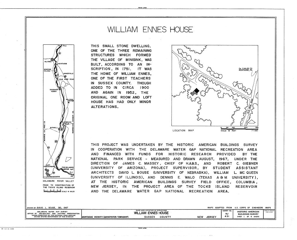 Cover page describing the William Ennis house with location maps