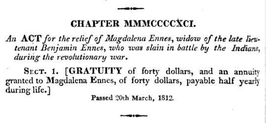 An act for the relief of Magdalena Ennes, widow of the late lieutenant Benjamin Ennes