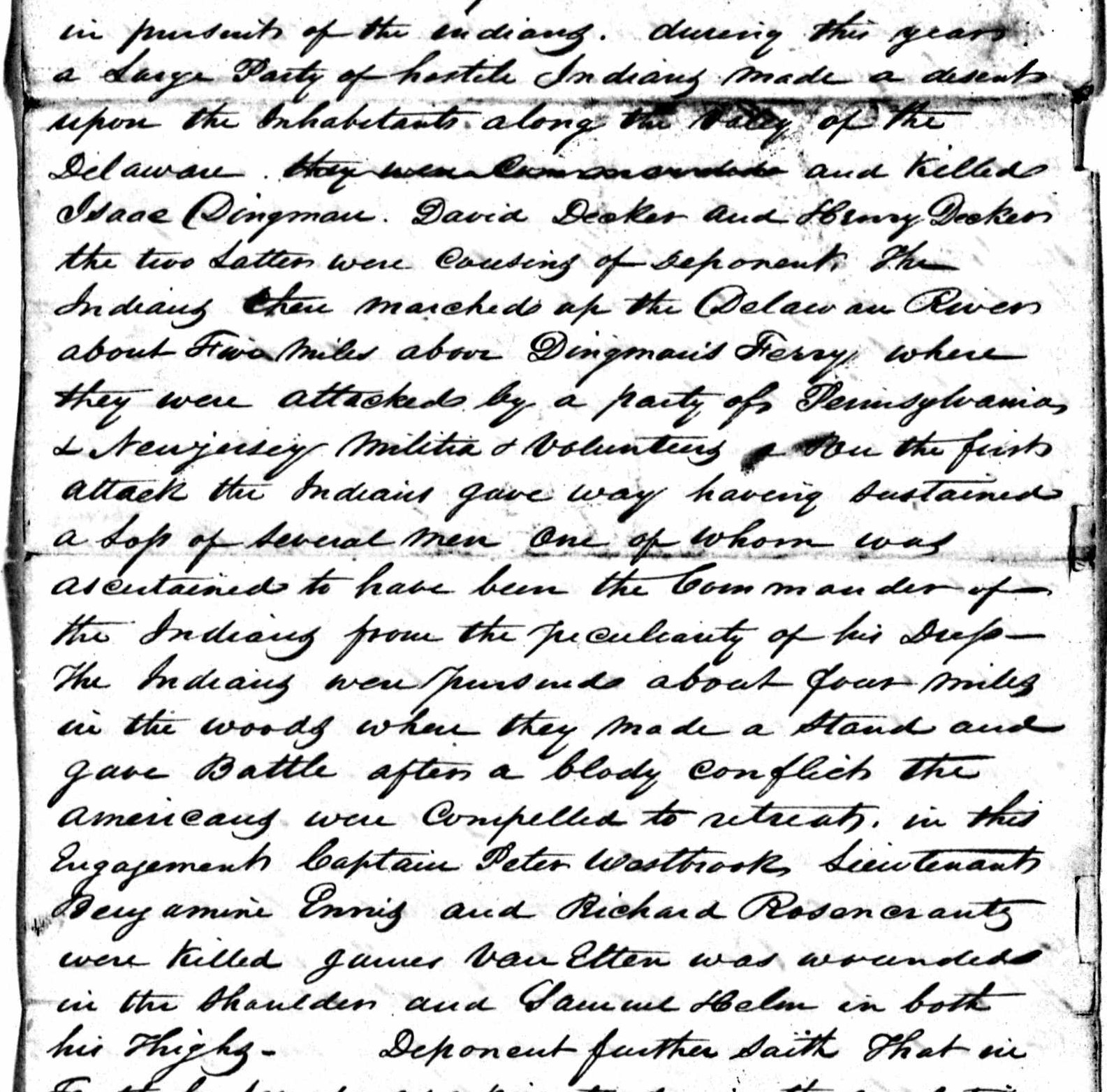 Page from Abraham Decker's pension