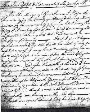 Copy 1 of Page 1 of Major Snell's Will