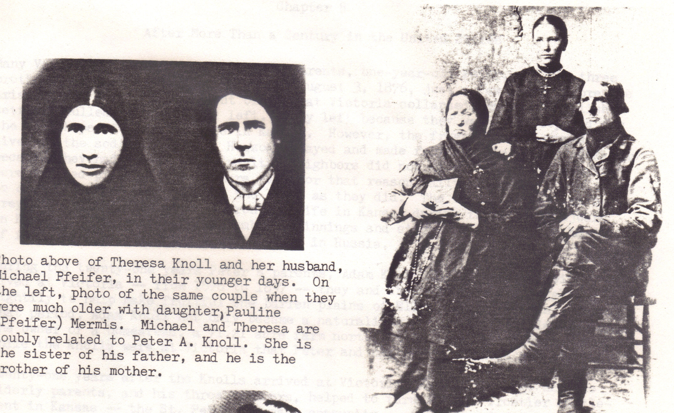 Photocopy of page with photos of Michael and Theresia (Knoll) Pfeifer