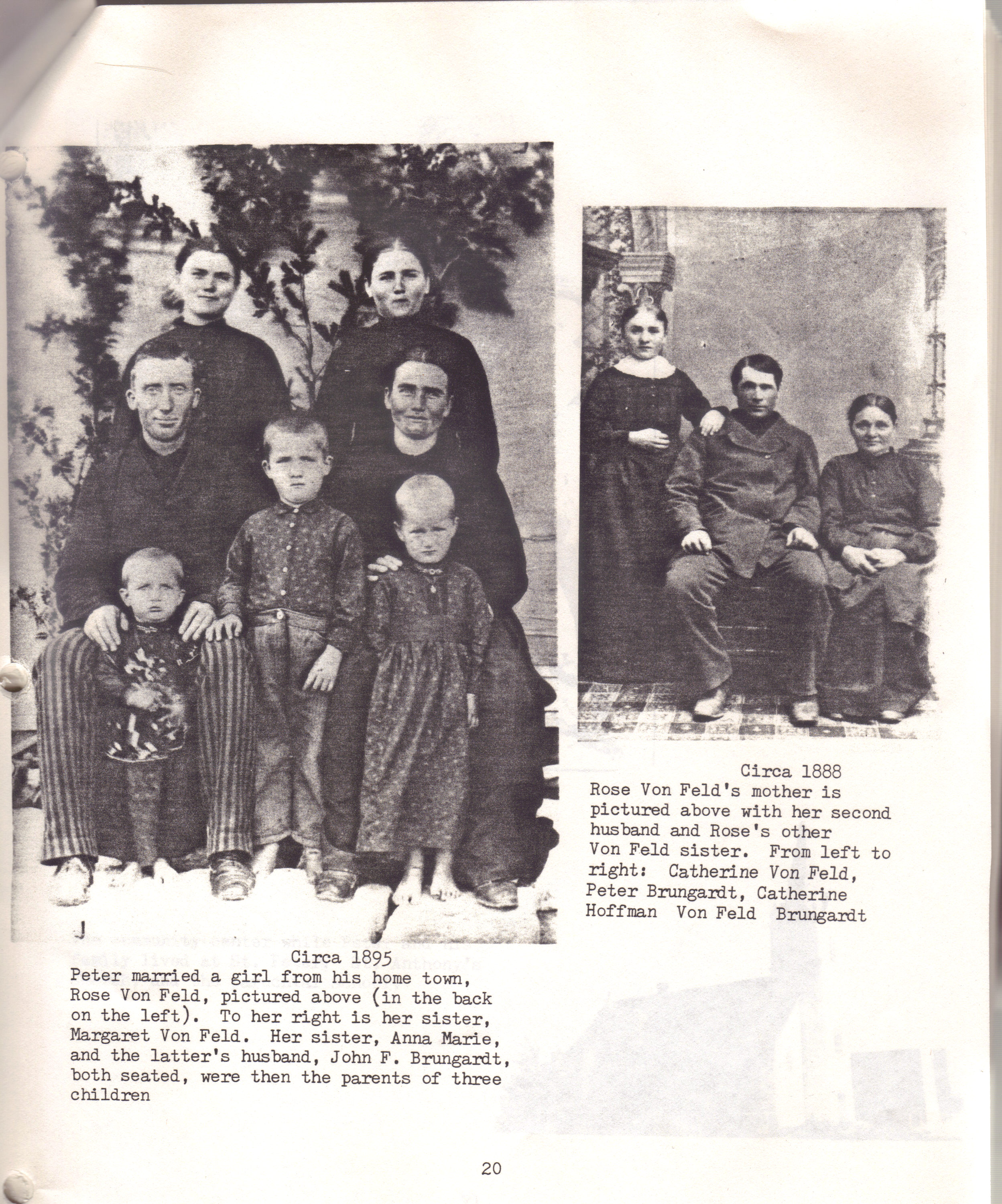 Page with photos of the Von Feld family, including Rosa