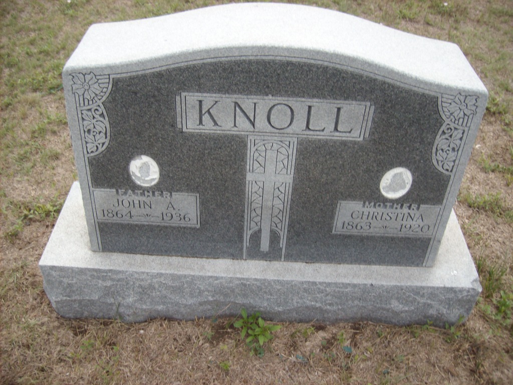 Gravestone of John A. and Christina Knoll