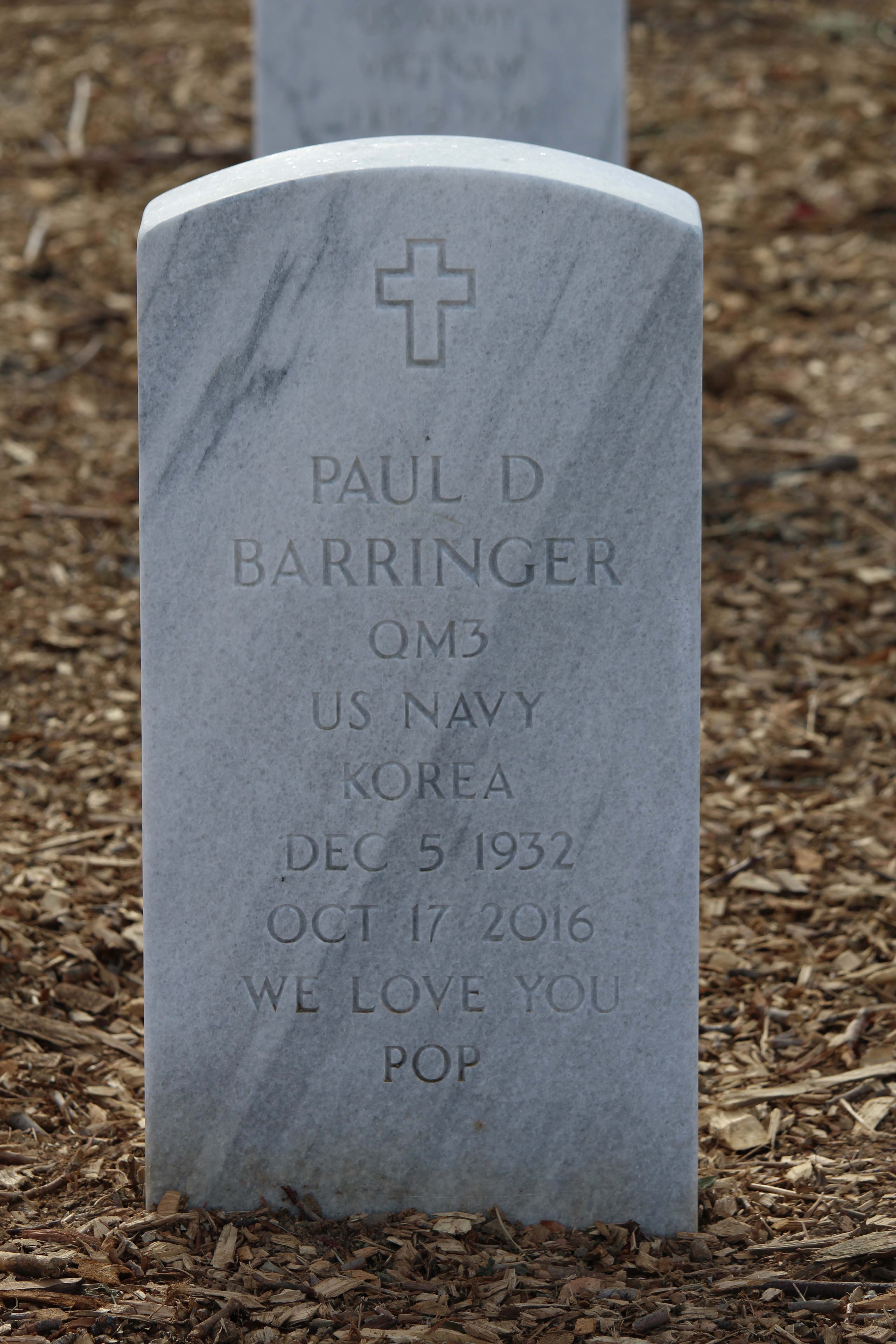 Gravestone of Paul D. Barringer