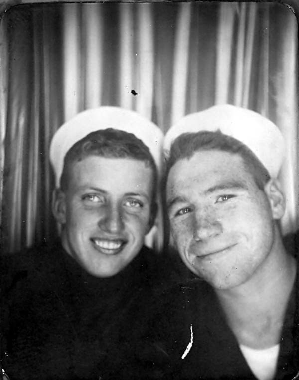 Pete on right with an unidentified shipmate